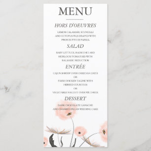 Peach Watercolor Dandelion Wedding Menu