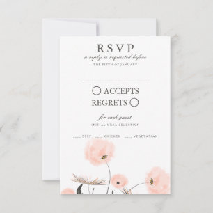 Peach Watercolor Dandelion Wedding RSVP card