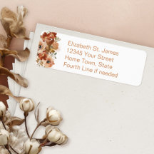 Peach Watercolor Floral Adresse de retour