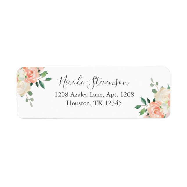 Peach Watercolor Floral Bouquet (Front)