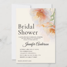 Peach Watercolor Floral Bridal Shower Invitation