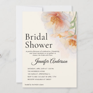 Peach Watercolor Floral Bridal Shower Invitation