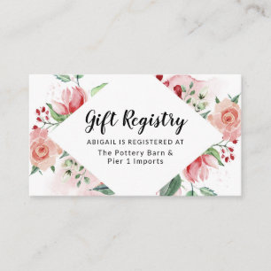 Peach Watercolor Floral Frame Chic Gift Registry Enclosure Card
