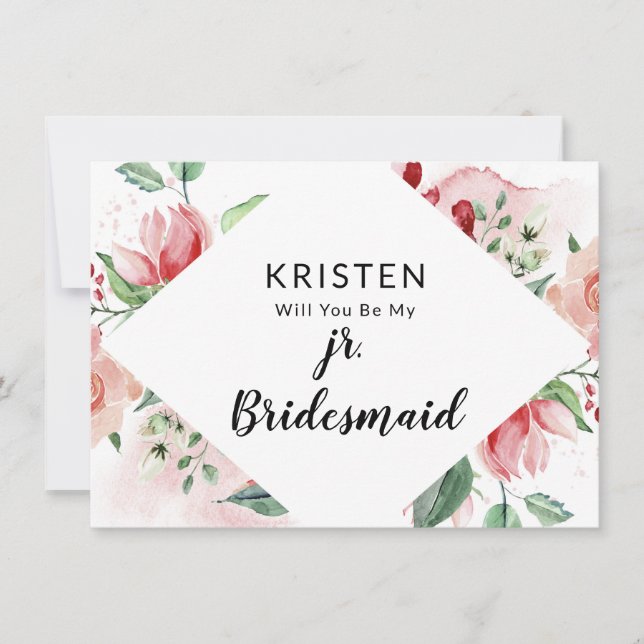 Peach Watercolor Jr. Bridesmaid Proposal Card (Front)