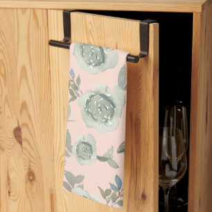 Peach Watercolor Rose Kitchen Towel