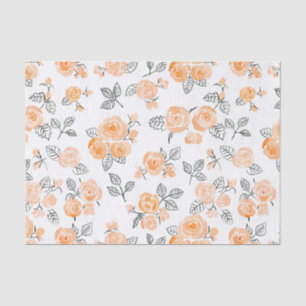 Peach watercolor roses pattern tissue paper