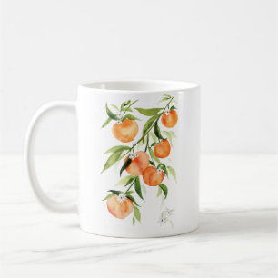 Peach watercolor summer fruit coffee mug