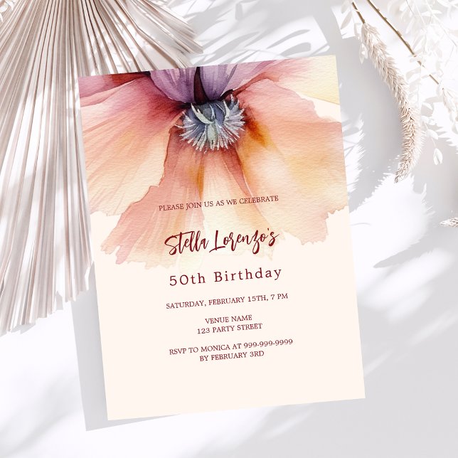 Peach watercolored floral budget birthday (Creator Uploaded)