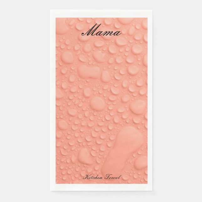 Peach Waterdrop Kitchen Towel Napkin (Front)