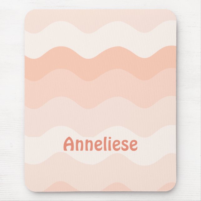Peach Wavy Personalized Mouse Pad (Front)