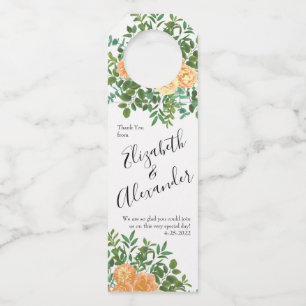 Peach Wedding Classic Floral Roses Bottle Tag