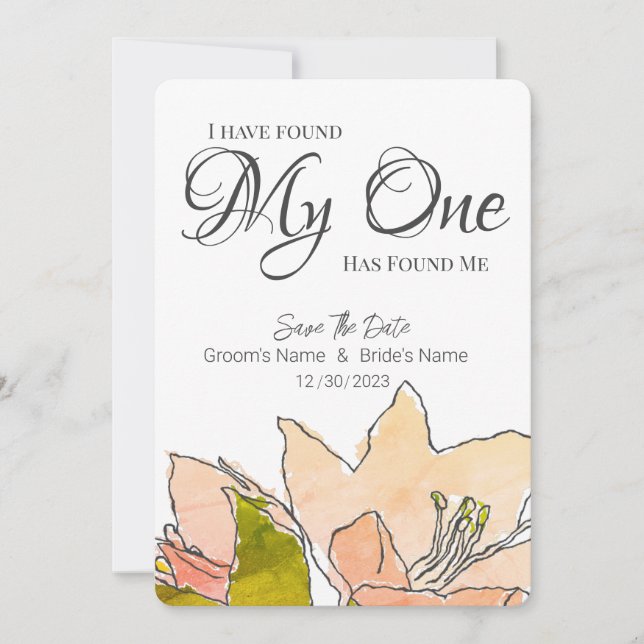 Peach Wedding Floral Save The Date (Front)