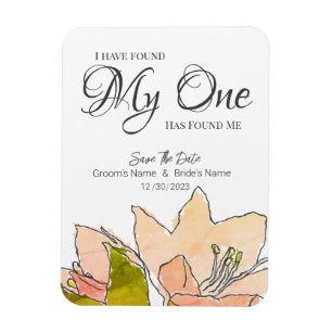 Peach Wedding Floral Save The Date Magnet