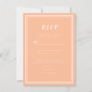 Peach Wedding Modern RSVP Menu Response Enclosures