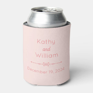 Peach Wedding Party Favour Names and Date  Can Cooler