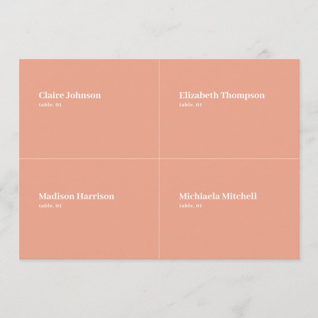 Peach Wedding Place Card DIY (Front)