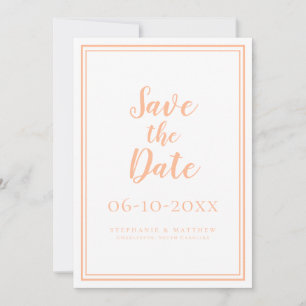 Peach Wedding Save The Date Minimal Announcements