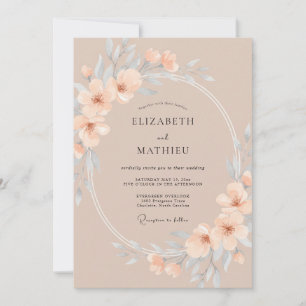 Peach Whispering Spring Wedding Invitation
