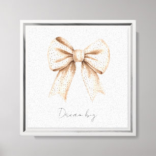 Peach White Bow Canvas Print