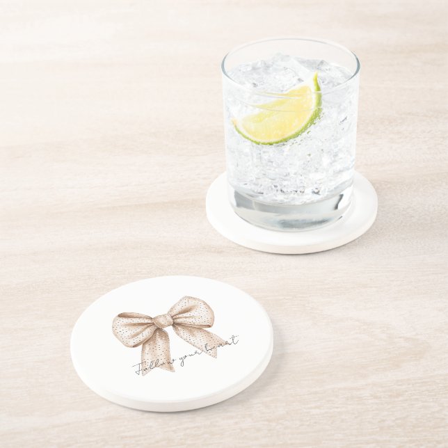 Peach White Bow Coaster (Side)