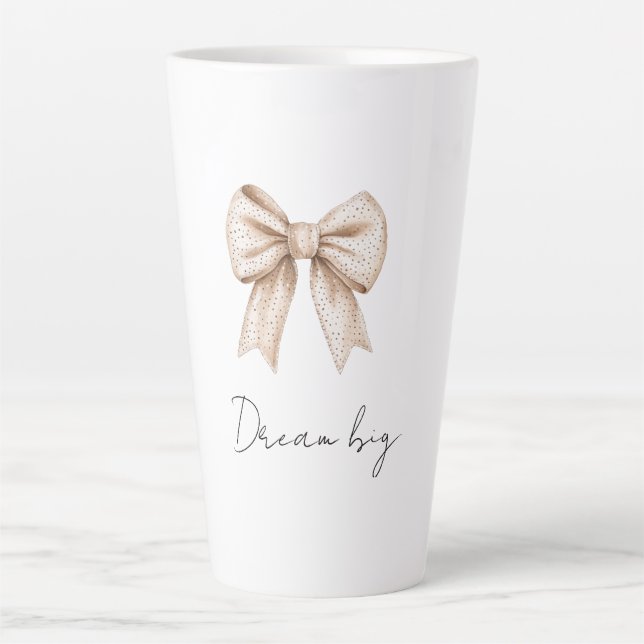 Peach White Bow Latte Mug (Front)