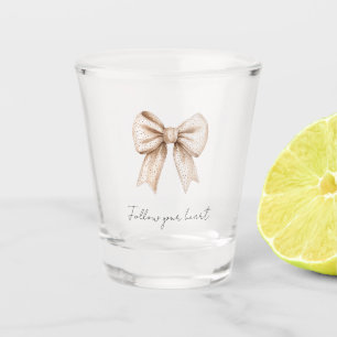 Peach White Bow Shot Glass