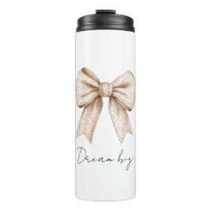 Peach White Bow Thermal Tumbler