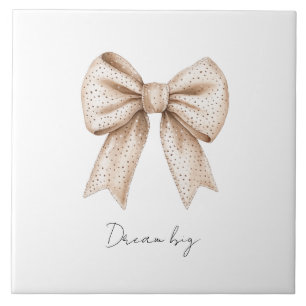 Peach White Bow Tile