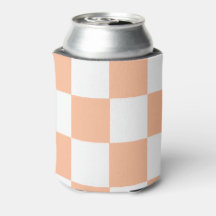 Peach White Chequerboard Retro Classic Checks