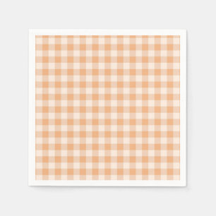 Peach White Chequered Gingham Pattern Napkin