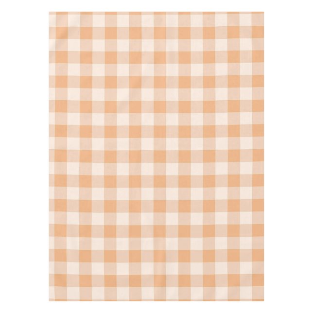 Peach White Chequered Gingham Pattern Tablecloth (Front)