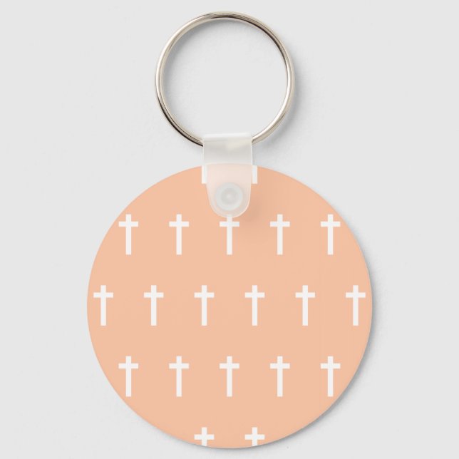 Peach White Crosses Keychain (Front)