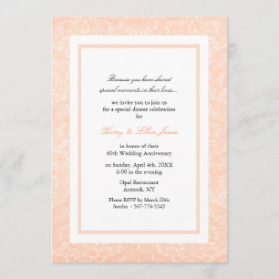 Peach & White Damask Wedding Anniversary Invite