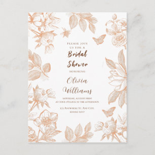 Peach White Floral Bridal Shower Postcard
