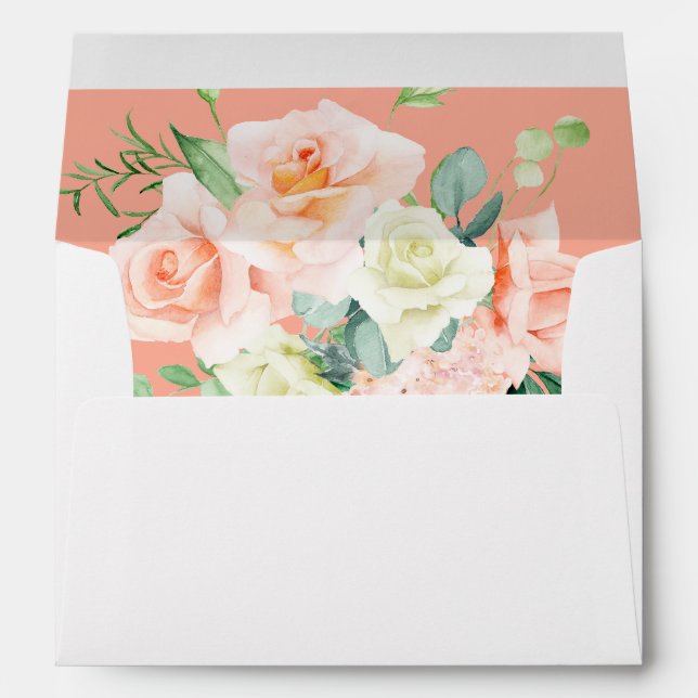 Peach & White Floral V3 3- Pink Envelope (Back (Bottom))
