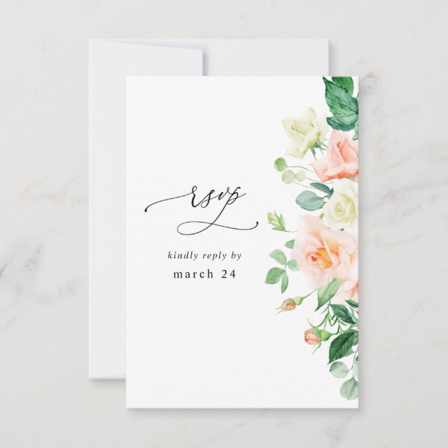 Peach & White Floral w Meal RSVP (Front)