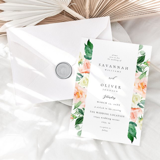 Peach & White Floral Wedding V3 Invitation (Creator Uploaded)