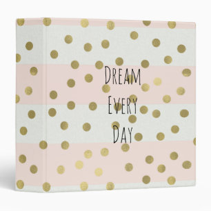 Peach White Gold Stripes Confetti Dream Binder