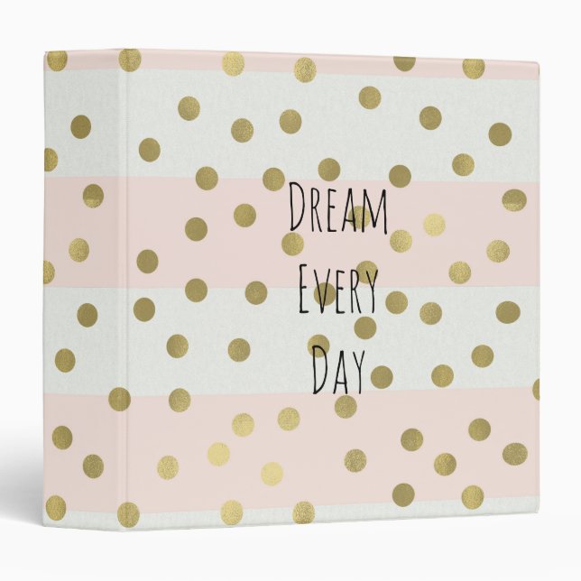 Peach White Gold Stripes Confetti Dream Binder (Front/Spine)