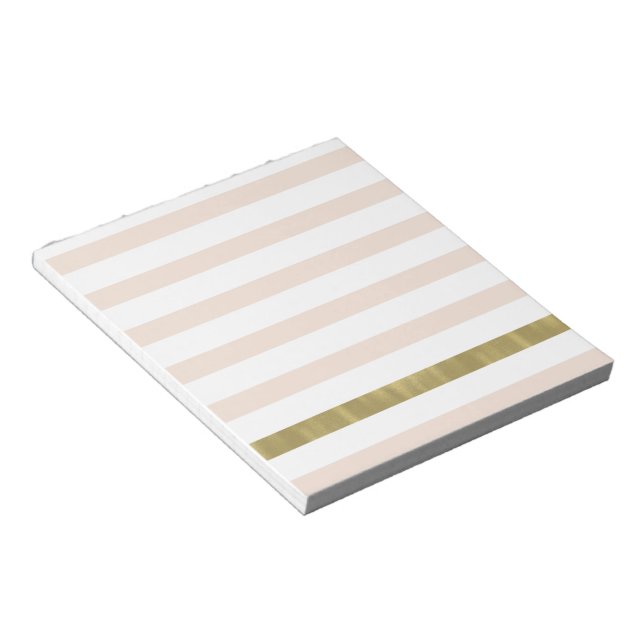 Peach White Gold Stripes Notepad (Angled)