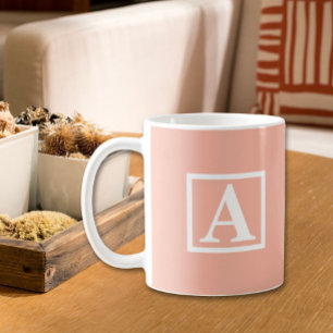 Peach & White Initial Letter Coffee Mug