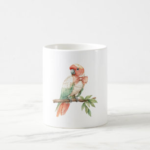 Peach White Mint Parrot Bird Coffee Mug