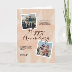 Peach & White Romantic Anniversary Folded Greeting Card