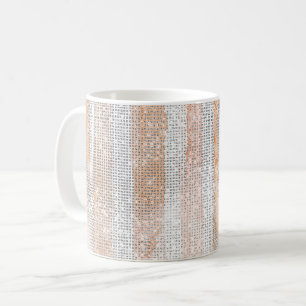 Peach White Stripes Sparkle Coffee Mug