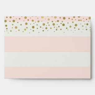 Peach White Stripes with Gold Confetti Envelopes