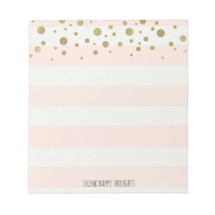 Peach White Stripes with Gold Confetti Notepad