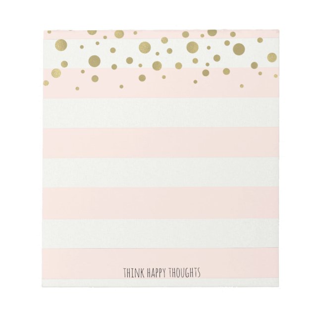 Peach White Stripes with Gold Confetti Notepad (Front)