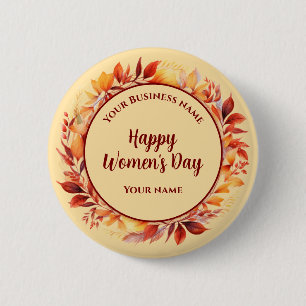 Peach Wild floral Custom business name Women's day 2 Inch Round Button