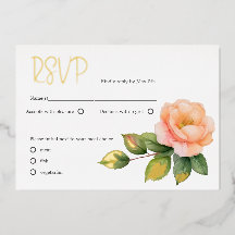 Peach wild rose Watercolor RSVP
