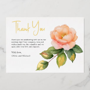 Peach wild rose Watercolor Thank You card